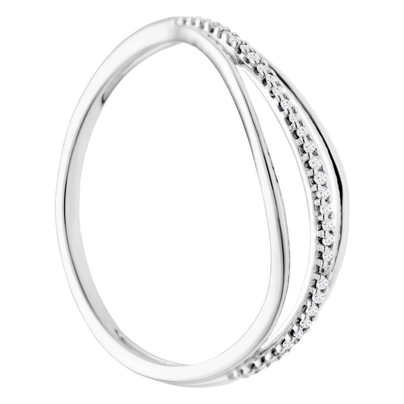 375 White Gold & 0.05 ct Diamond Triple Curved Ring - Emanessence