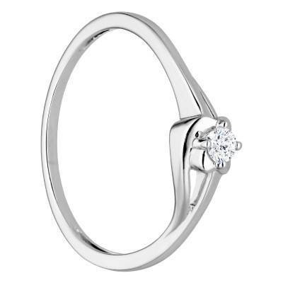 375/1000 White Gold 0.08 ct Diamond Solitaire Ring - Emanessence