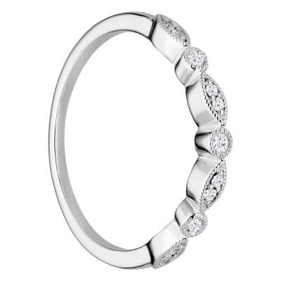375/1000 White Gold & Diamonds 0,08 ct Beaded Ring - Emanessence