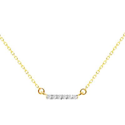 Collier Barrette en Or Jaune 375 & Diamants 0,06 ct, Longueur 45 cm - Emanessence