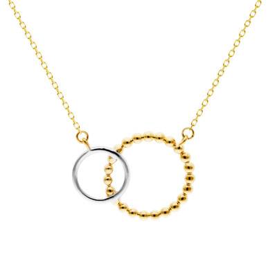 Collier Anneaux en 2 Ors 375 & Diamants 0,06 ct, Longueur 45 cm - Emanessence