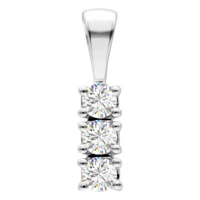 375 White Gold & 0.15 ct Diamond Trilogy Pendant - Emanessence