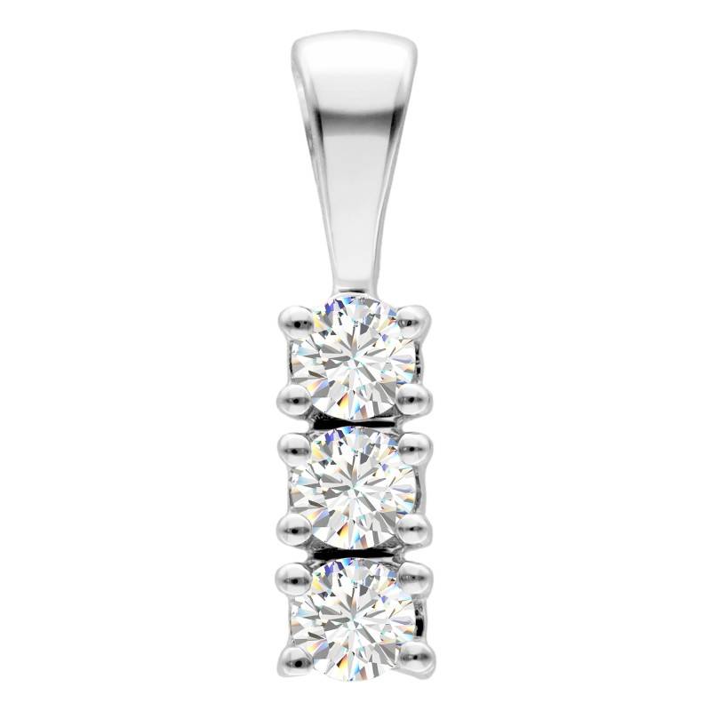 375 White Gold & 0.15 ct Diamond Trilogy Pendant - Emanessence