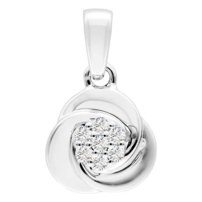 Pendentif Fleur en Or Blanc 375 & Diamants 0,07 ct - Emanessence