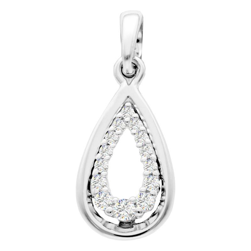 375/1000 White Gold & Diamond Drop Pendant 0.08 ct - Emanessence