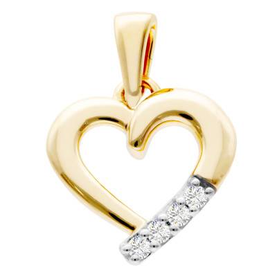 Pendentif Coeur en Or Jaune 375 & Diamants 0,05 ct - Emanessence