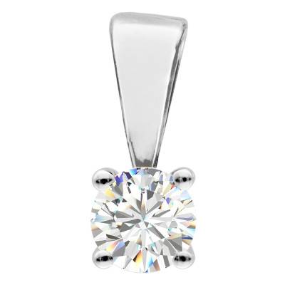 Pendentif Rond en Or Blanc 375 & Diamant 0,10 ct - Emanessence