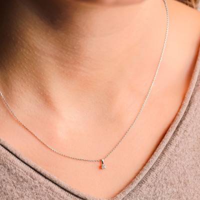 Pendentif Rond en Or Blanc 375 & Diamant 0,10 ct - Emanessence