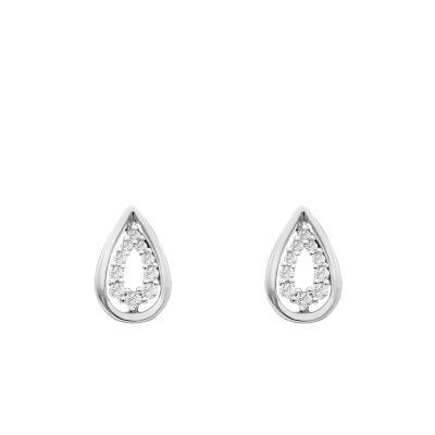 Boucles d'oreilles Gouttes en Or Blanc 375 & Diamants 0,11 ct - Emanessence