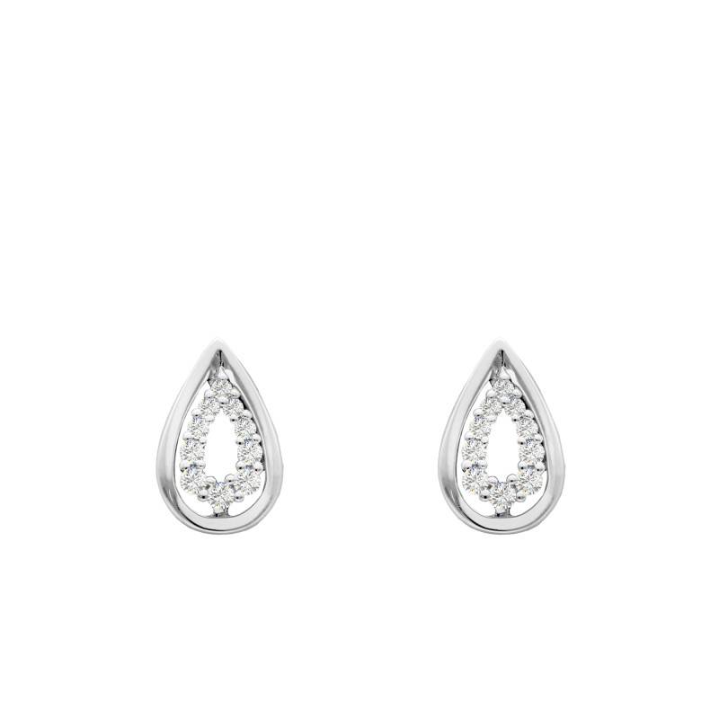 375/1000 White Gold & Diamond Drop Stud Earrings 0.11 ct - Emanessence