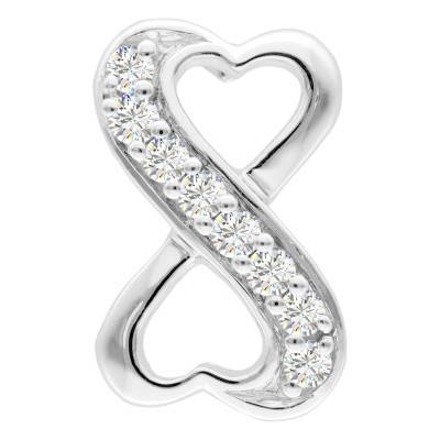 Pendentif Double Coeur Infini en Or Blanc 375 & Diamants 0,08 ct - Emanessence