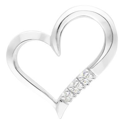 375/1000 White Gold & Diamonds 0,05 ct Open-Work Heart Pendant - Emanessence
