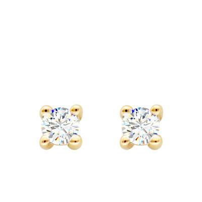 Boucles d'oreilles Rondes en Or Jaune 375 & Diamants 0,10 ct - Emanessence