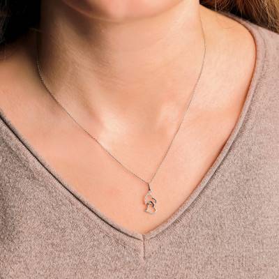 375 White Gold & Diamond Intertwined Hearts Pendant 0.12 ct - Emanessence