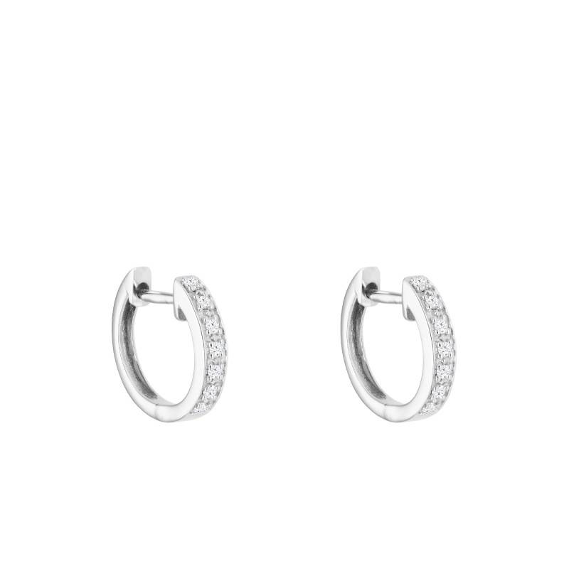 375 White Gold & Diamond 0.07 ct Round Hoop Earrings, 11.85 mm Diameter - Emanessence