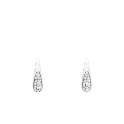 Boucles d'oreilles en Or Blanc 375 & Diamants 0,11 ct - Emanessence