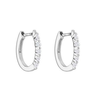 Créoles en Or Blanc 375 & Diamants 0,12 ct, Diamètre 11,65 mm - Emanessence