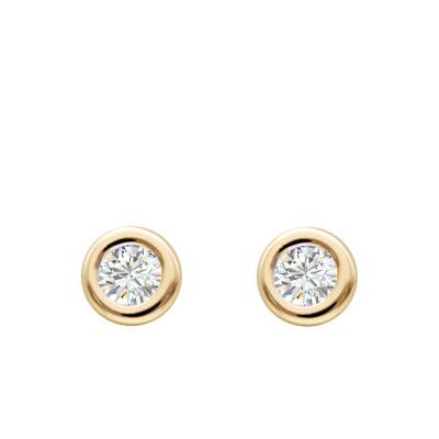 Boucles d'oreilles Rondes en Or Jaune 375 & Diamants 0,15 ct - Emanessence