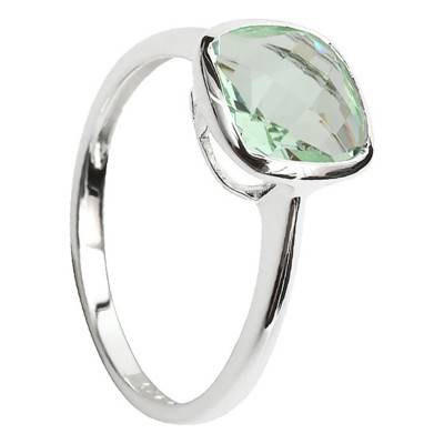 925 Rhodium-Plated Silver Green & Amethyst Sissi Ring, 8 x 8 mm - Clio Blue