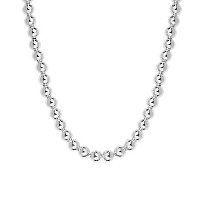 925 Silver Bead Chain Necklace, Length 41 cm to 52 cm, Width 8 mm to 10 mm - Clio Blue
