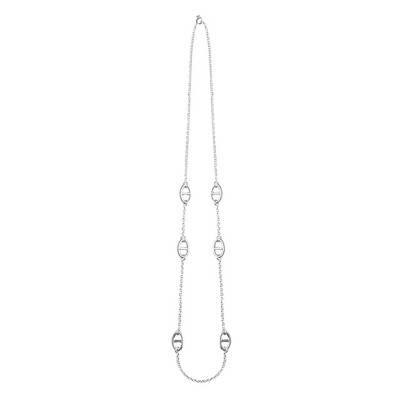 925 Silver Rolo Chain and Mariner Chain Long Necklace, 90 cm - Clio Blue