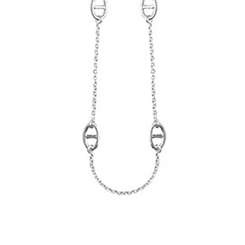 925 Silver Rolo Chain and Mariner Chain Long Necklace, 90 cm - Clio Blue