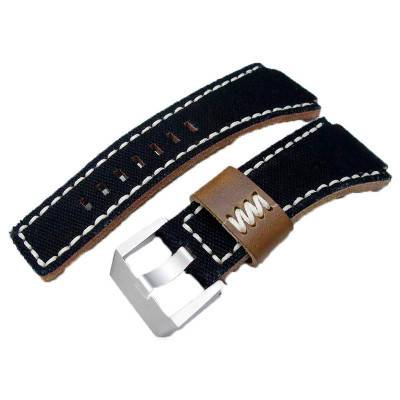 Bracelet de montre MiLTAT Canvas 33P24EPV11C2A41 Noir 24mm - Strapcode