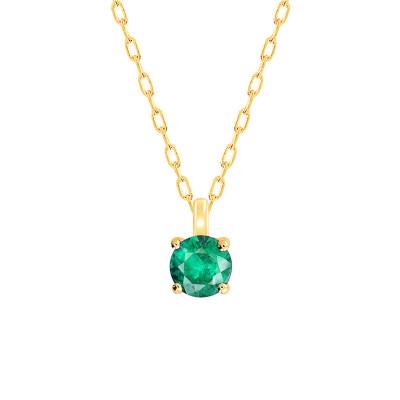 Collier Emeraude Solitaire Or Jaune 750, Longueur 40 à 42 cm - Demetra
