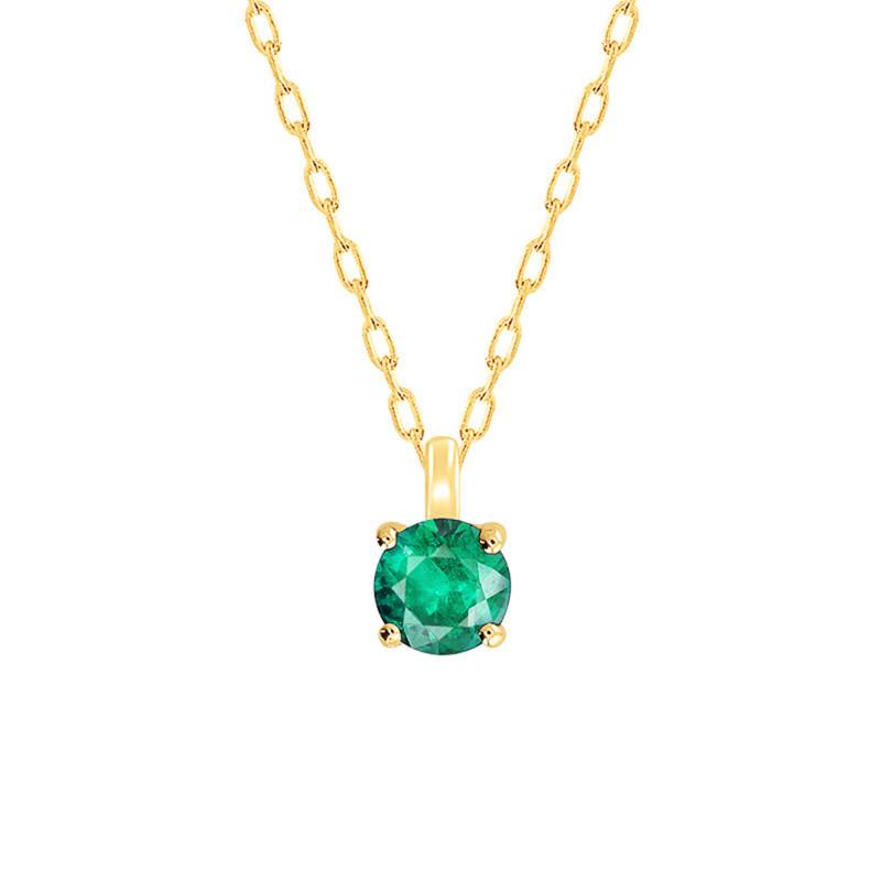 750/1000 18k Yellow Gold & Emerald Necklace, 40 cm to 42 cm - Demetra