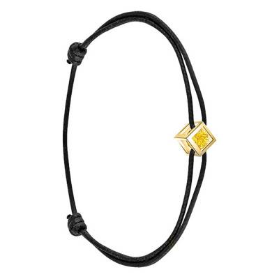 750/1000 Yellow Gold Cube & Yellow Sapphire 0.40 ct Cotton Bracelet, Length 16 cm to 18 cm - Demetra