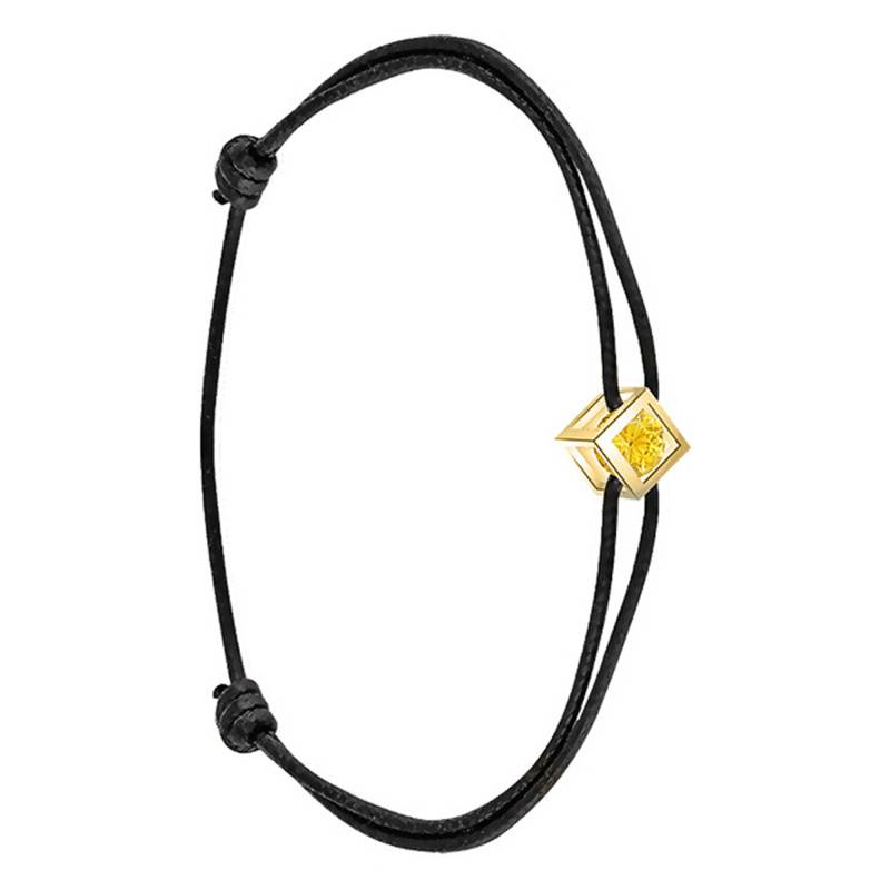 750/1000 Yellow Gold Cube & Yellow Sapphire 0.40 ct Cotton Bracelet, Length 16 cm to 18 cm - Demetra