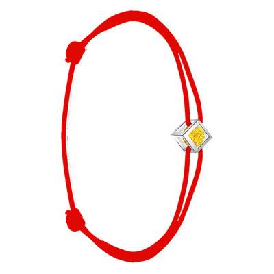750/1000 Yellow Gold Cube & Yellow Sapphire 0.40 ct Cotton Bracelet, Length 16 cm to 18 cm - Demetra