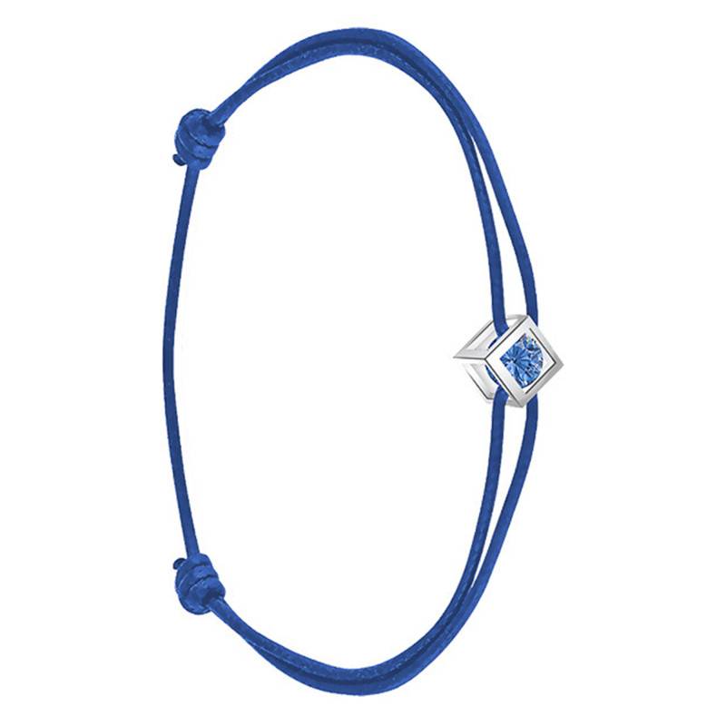 750/1000 White Gold & Blue Sapphire Cotton Cube Bracelet, Length 16 cm to 18 cm - Demetra