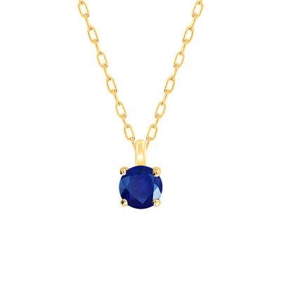 Collier Saphir Solitaire Or Jaune 750, Longueur 40 à 42 cm - Demetra