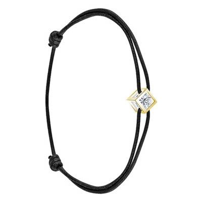 "750/1000 Yellow Gold & Diamond Cotton Cube Bracelet, Length 16 cm to 18 cm" - Demetra