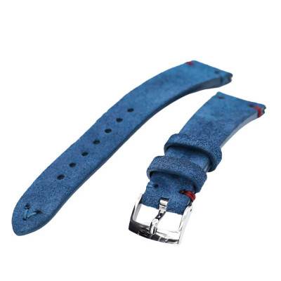 Bracelet Cuir Suédé Italien Bleu 20Q16PBU63S6B28 20mm - Strapcode