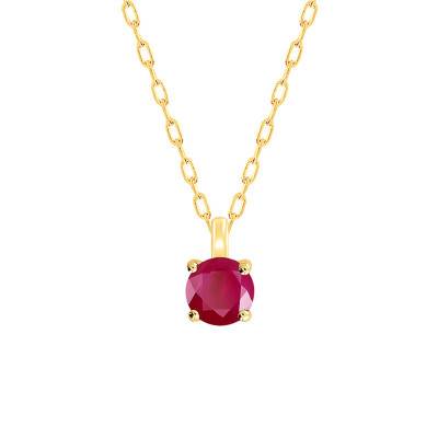 Collier Rubis Solitaire Or Jaune 750, Longueur 40 à 42 cm - Demetra
