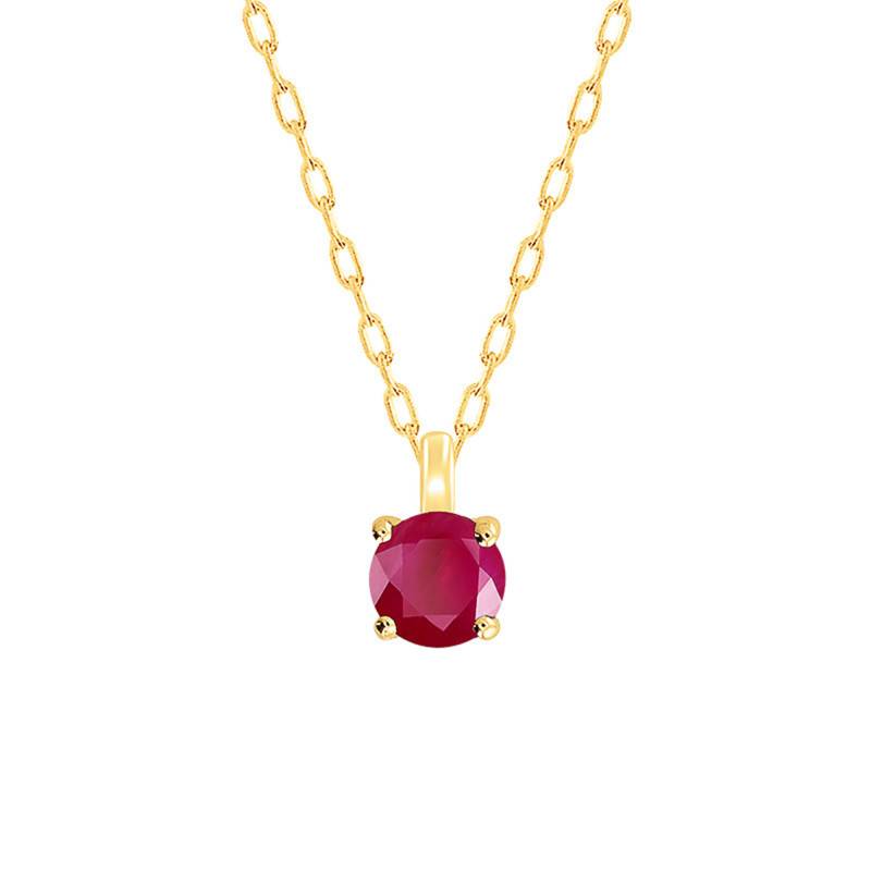 750/1000 Yellow Gold & Ruby Necklace, Length 40 cm to 42 cm - Demetra
