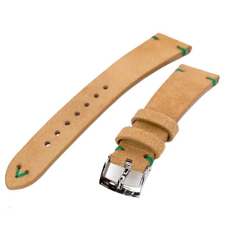 Italian Khaki Suede Leather Strap 20H16PBU63S6Q19 20mm - Strapcode