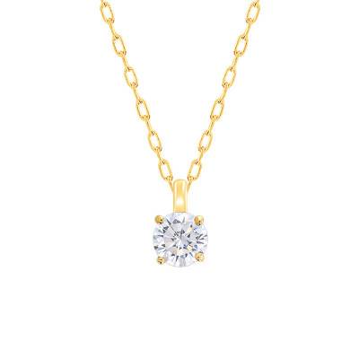 750/1000 Yellow Gold & HSI Solitaire Diamond Necklace, Length 42 cm - Demetra