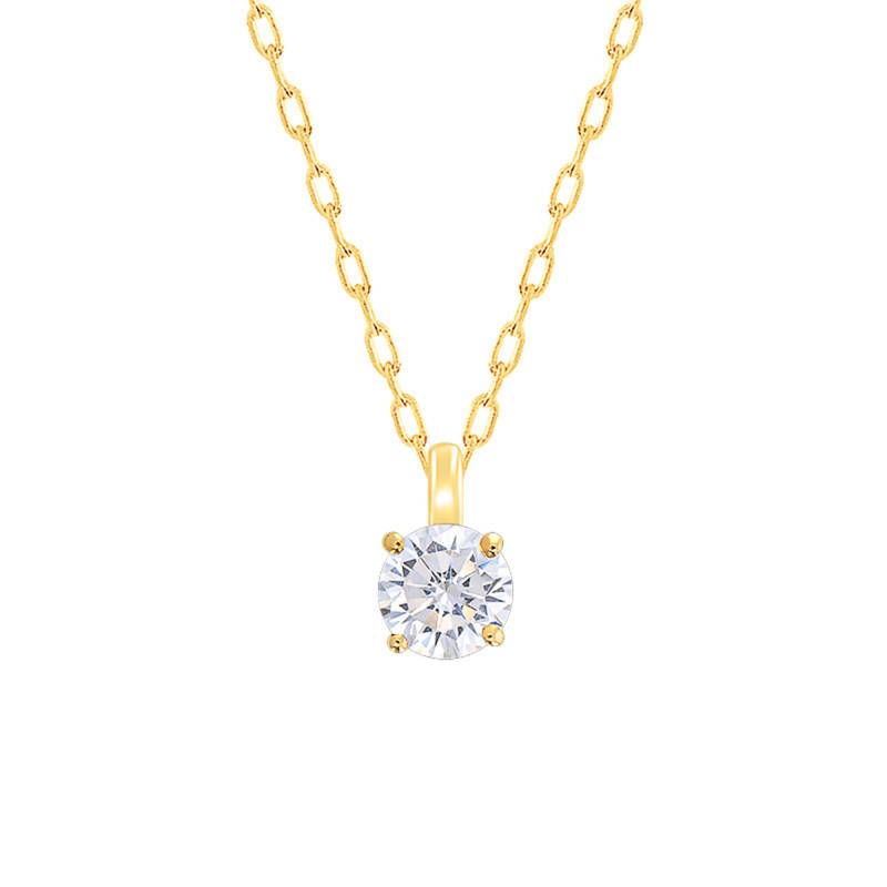 750/1000 Yellow Gold & HSI Solitaire Diamond Necklace, Length 42 cm - Demetra