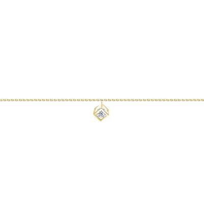 Bracelet cube Or Jaune 750 et diamant 0,10 ct, Longueur 16 cm à 18 cm - Demetra