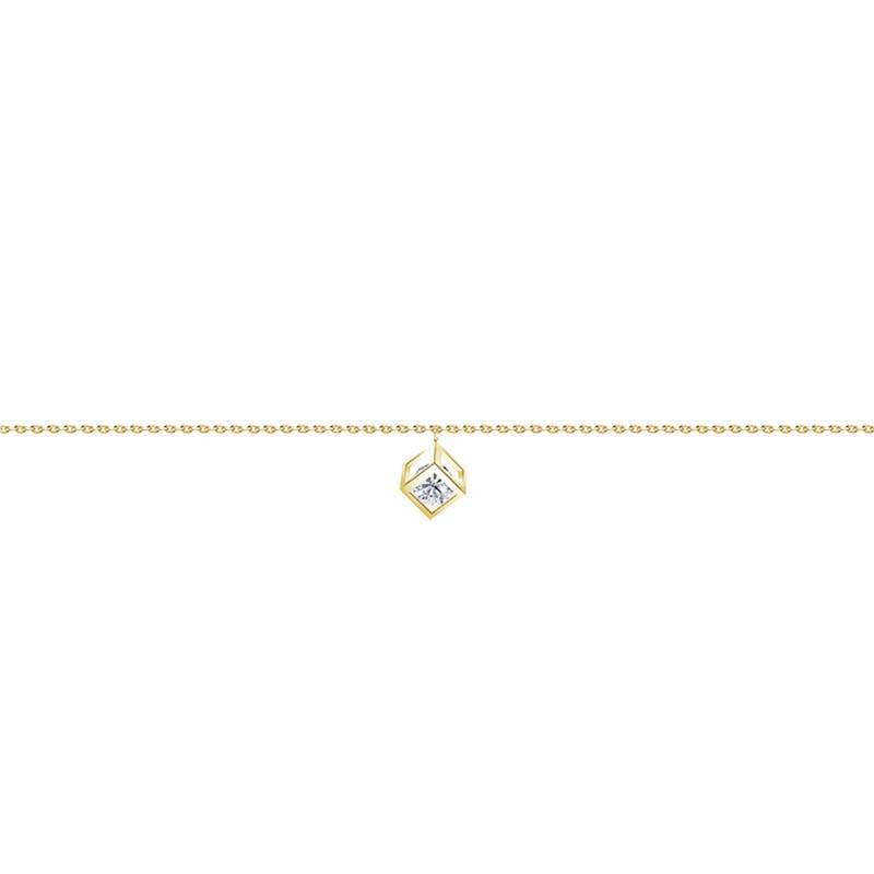 750/1000 Yellow Gold & Diamond 0.10 ct Cube Bracelet, Length 16 cm to 18 cm - Demetra