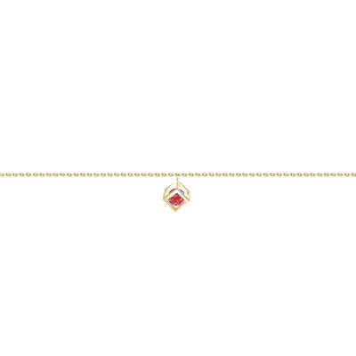 750/1000 Yellow Gold & Red Sapphire 0.40 ct Cube Bracelet, Length 16 cm to 18 cm - Demetra