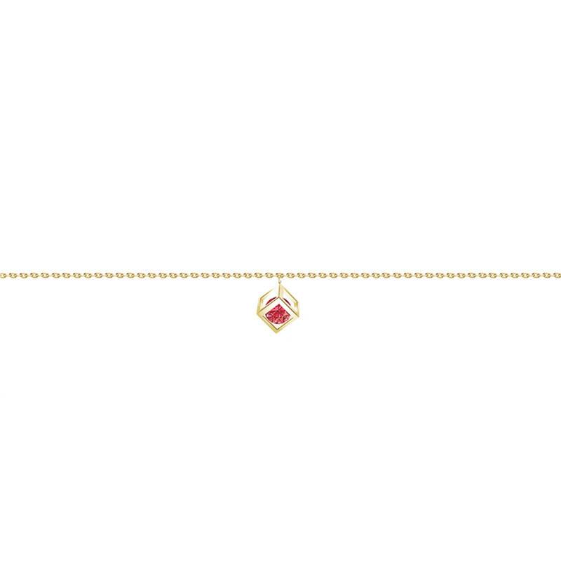 750/1000 Yellow Gold & Red Sapphire 0.40 ct Cube Bracelet, Length 16 cm to 18 cm - Demetra