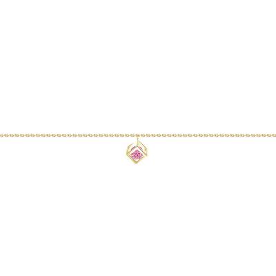 750/1000 Yellow Gold & Pink Sapphire 0.40 ct Cube Bracelet, Length 16 cm to 18 cm - Demetra