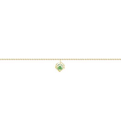 750/1000 Yellow Gold & Green Sapphire 0.40 ct Cube Bracelet, Length 16 cm to 18 cm - Demetra
