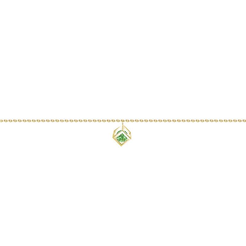 750/1000 Yellow Gold & Green Sapphire 0.40 ct Cube Bracelet, Length 16 cm to 18 cm - Demetra