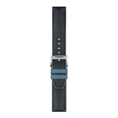 Bracelet de montre Officiel Tissot Caoutchouc Bleu/Cuir Noir 22 mm T852046785 - Tissot