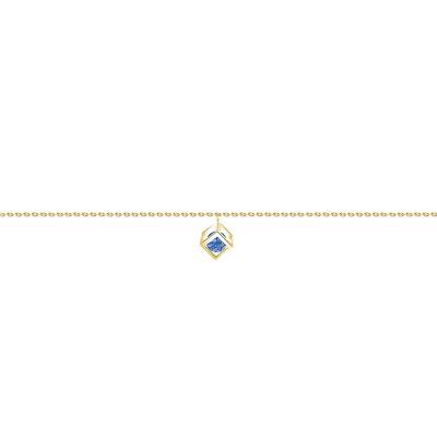 750/1000 Yellow Gold & Blue Sapphire 0.40 ct Cube Bracelet, Length 16 cm to 18 cm - Demetra